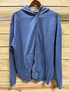 Polo by Ralph Lauren Blue Zip-Up Hoodie with Red Pony, Men’s 2XL Tall